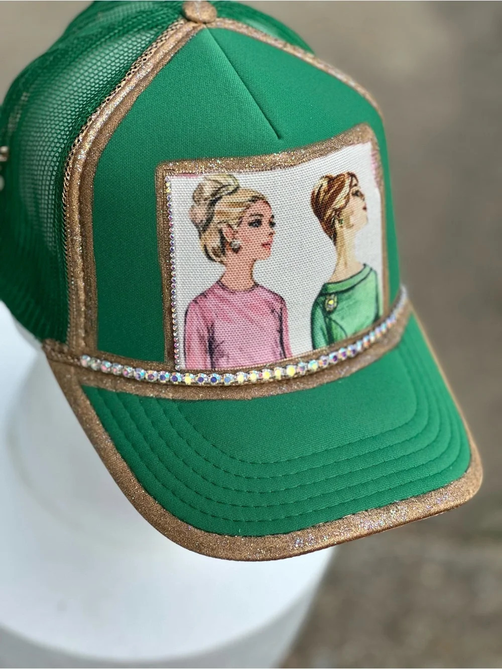 OTTO Green Women's Embellished Cap with Portrait Patch Custom Champ Collection.